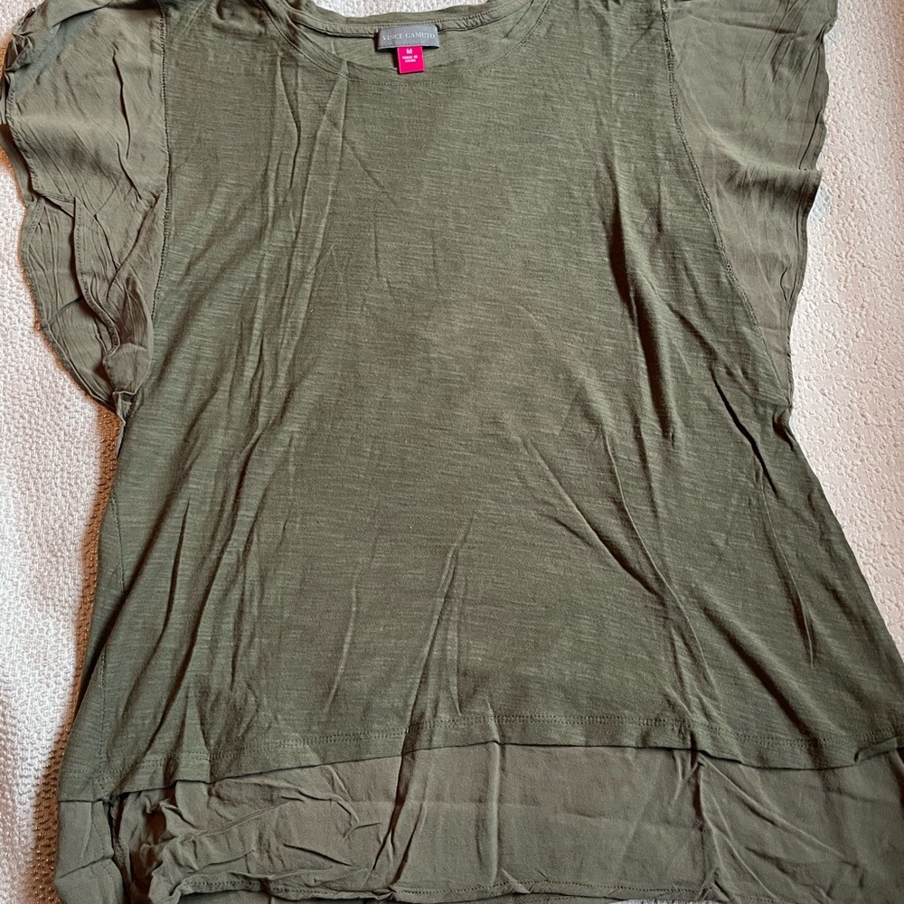 Vince Camuto Green Flutter Sleeve Top